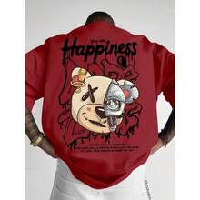Basic Cotton Unisex T-Shirt Happiness Bear Street Style Streetwear Promotion Fast Shipping - 紅色 - 查看 2