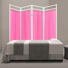 Pink 4-Panel Foldable Medical Room Divider With Double-Layer Nylon Curtains, 10 Locking Wheels, Portable Privacy Screen 200*180cm - Default - View 4