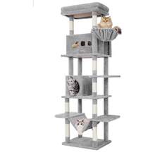 HaluPeit 210 Cm Large Cat Tower For Indoor Cats,Cat Tree, Multi-Level Cat House With Condo, 8 Scratching Posts, Hammock - Light Grey - View 8