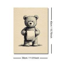 1 tấm tranh canvas in hình gấu bông Teddy cổ điển (có khung/không khung) dùng để trang trí nhà vệ sinh, phòng ngủ, nhà hiện đại, với họa tiết động vật ngộ nghĩnh, thích hợp để trang trí. - A - Xem 11