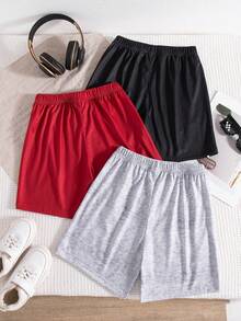 Conjunto de 3 piezas/Paquete de combinación múltiple para salidas casuales diarias de niños, pantalones cortos rectos con estampado de letras elegante para primavera y verano. - Multicolor - Ver 2