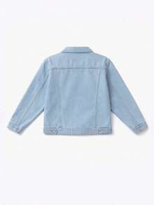 Women's Cropped Fitted Denim Jacket – Classic Button Front Short Jean Jacket, Casual Slim Fit Layering Top - Light Wash - View 2