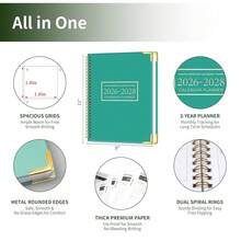 Monthly Planner 2026-2028, Hardcover 3 Year Calendar 2026-2027-2028 Calendar Book From Jan 2026 - Dec 2028, 9" X 11", Spiral Bound,Organizer For Office, Schoolsss, And Home,Lake Gre1en - EmeraldGre1en - 查看 3