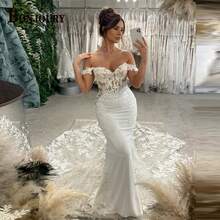 Elegant Sexy Off Shoulder Lace Appliqué Meimaid Satin Wedding Dress,Registry Office Dresses Bridal Gown,Evening Party Dress Birthday Party Dress Country Wedding,Romantic Church Ceremony Wedding Dress,Suitable For Wedding,Dating,Party,Singles' Party,Vacation,Formal Occasions,Dinner Dress,Prom Dress,Homecoming Dess,Cocktail Party,Wedding Guest Dress,Graduation - trắng - Xem 5