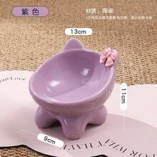 带蝴蝶结的陶瓷猫粮碗，可爱小猫碗，防呕吐，缓解胡须疲劳 - 180毫升 - 查看 12