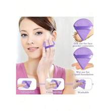 12PCS Makeup Sponge Set,  Sponge For Foundation Blending With 3PCS Mini Makeup Sponges & 3PCS Triangle Powder Puff, Soft Make Up Sponges For Face Cosmetic Applicator For Powder Liquid - Màu tím - Xem 4