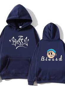 New Versatile Autumn And Winter Blessd New Logo Hoodie For Casual Wear For Both Men And Women Essentials Hoodie Hoodie For Women Sweatshirts For Women Hoodies For Men 's Hoodie Sweatshirts For Men Essentials Fear - 藏蓝色 - 查看 1