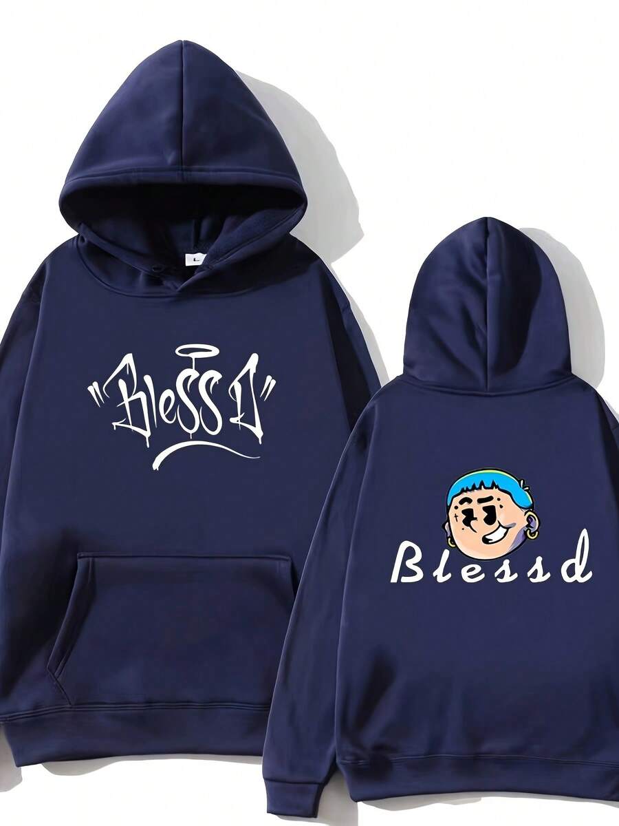 New Versatile Autumn And Winter Blessd New Logo Hoodie For Casual Wear For Both Men And Women Essentials Hoodie Hoodie For Women Sweatshirts For Women Hoodies For Men 's Hoodie Sweatshirts For Men Essentials Fear - 藏蓝色 - 查看 1
