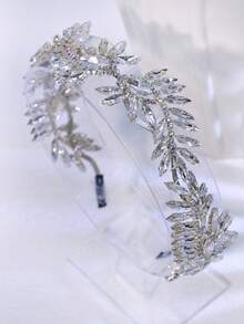 1pc Luxury Crystal Headband, Fashion Hair Accessory For Women, Suitable For Wedding, Party, Prom, And Daily Wear - Silver - View 6