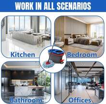 3 Pcs Spin Mop Replacement Heads, 360° Easy Wring Spin Mop 100% Microfiber Refill, Easy Cleaning Spin Mop Heads, 2 Tank System Replace Head For Easy House Cleaning Floor Mopping, Blue&Amp;White - Màu A - Xem 5