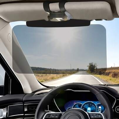 Thickened Clip-On Car Sun Visor | Day And Night Use, Anti-Glare Polarized Design, Flexible Clip-On Installation, Universal Acrylic Material, Adjustable Angle, UV Protection, A Universal Car Sun Visor Suitable For All Car Models.