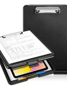 CARPETA PORTAPAPELES CON ALMACENAMIENTO Y CLIP/ NEGRO - Libro único - Ver 1