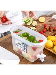 1pc Summer Iced Drink Water Pitcher, 3.5L Heat-Resistant Cold Water Dispenser Jug, Large Capacity Fridge Fruit Tea Pot With Tap And Lid - Multicolor - View 6