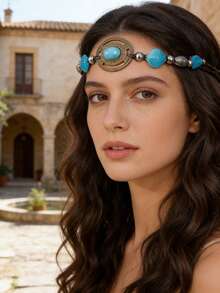 1件波西米亚风串珠发箍，天然贝壳木珠流苏发带，沙滩度假编织发饰 - 彩色 - 查看 1