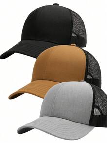 男女通用卡车帽 结构化网眼棒球帽 可调节经典男女帽 - A - 查看 1