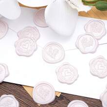 30张浅粉色蜡封贴纸，包含3种设计，自粘信封封口印章贴纸，适用于婚礼请柬、座位表、圣诞礼物包装，每包3种设计 - 3款/包款(淺粉) - 查看 9