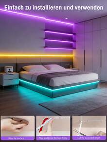 1 Roll 5V RGB Multi-Color Temperature LED Light Strip, Suitable For Bedroom, Kitchen, Living Room, Bathroom, Party, Wardrobe, Length: 1m/3.28ft, 3 Meters/9.84ft, 5m/16.4ft, 10m/32.8ft, 15m/49.21ft, Smart LED Strip Light With Remote Control, RGB Color Changing Function, Ideal For Room Decor, Party, Kitchen - Colored Light - View 4
