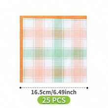 Yellow & Green Checkered Disposable Plates, Napkins, Cups - One-Time Party Supplies Set, Suitable For 8 Guests, Disposable Paper Plates Party Tableware For Birthday, Wedding, Theme Party, Family Picnic - Multicolor - View 8