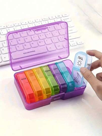 Portable Travel Pill Case, Daily Medication Organizer Box, Small Pocket Sized Vitamin Supplement Holder, Compartment Container, Essential For Travel And Back To School