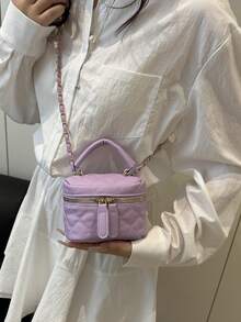 Lightweight Mini Chain Bag Quilted Handbag Bucket Bag Suitable For Girls, College Students And Office Workers - Purple - View 4
