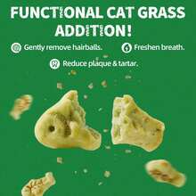 JUST TRY 13.4 OZ Cat Grass Treats Natural Salmon Flavor Healthy Cat Snacks Training Biscuits Catnip For Cats Dental And Hairball Control Treats Remedy Chews - 解決毛球症的方法 - 查看 2