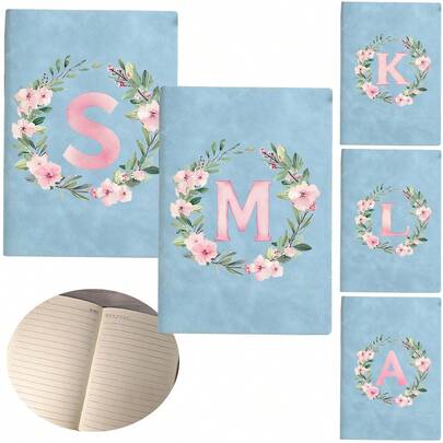 Soft-Cover Notebook A5 Size Thickened Creative Student Notebook Eye-Friendly Paper Office Record Book Study Exercise Book Suitable For School And Office Use Essential For The New Term Back To School Gift Initial Name 26 Letters Pattern