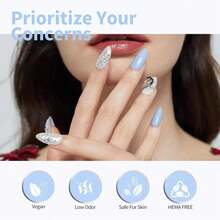 CANNI Light Blue Gel Nail Polish, 1Pcs Baby Blue Gel Polish Pastel Blue Color Nail Polish Gel High Gloss Soak Off U V Gel Nail French Nail Manicure Salon DIY - ColorA - 查看 6