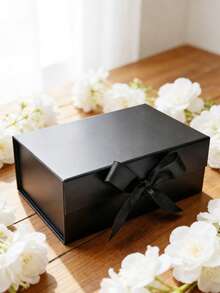 Foldable Thick Cardboard Gift Box, Suitable For Gift Wrapping, Rectangular, Magnetic Closure Lid, With Ribbon, Can Be Used As Groomsman Proposal Box, Wedding, Christmas, Halloween, Birthday Gift Packaging, School Supplies, Back To School Supplies, Etc. - Multicolor - View 6