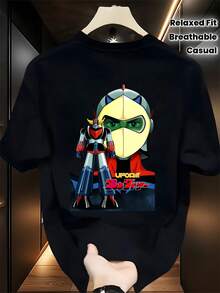 Playera Retro Estilo Vintage Mazinger Z para Hombres Diseño Exclusivo Casual Ideal para Fans de Anime y Cultura Pop, Perfecta para Uso Diario, Suave y Cómoda - Negro - Ver 1