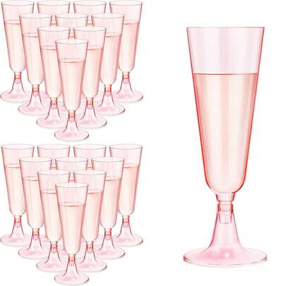 5.5oz Gold Rimmed Champagne Flutes, Suitable For Picnics, Wedding Parties, Celebrations, Elegant And Easy To Clean