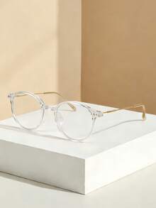 1pc Oval Shaped Fashion Computer Glasses, Unisex Eyewear For Daily Use, Computer, Gaming - Clear - View 5