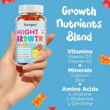 Bunkell Height Growth Gummies - With Vitamin, Zinc, L-Arginine, L-Glutamine - Support Joinr & Bone Density Health - 60 Gummies - 1瓶 - 查看 3