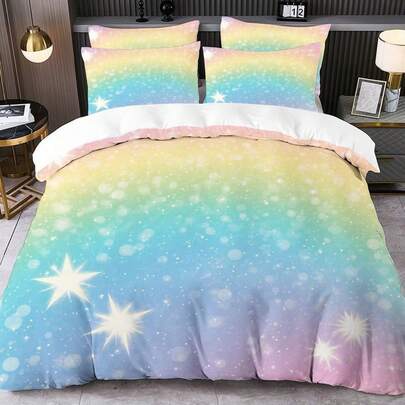 2/3pcs Digital Printed Duvet Cover Set (Duvet Cover*1, Pillowcase*1/2, Excluding Comforter And Pillow Insert), Skin-Friendly Soft And Comfortable, Suitable For Hotel, Guest Room, Dormitory, Bedroom, Bedding, All Seasons