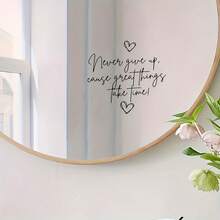 Never Give Up, Great Things Take Time - Inspirational Mirror Decal | Matte Vinyl Sticker, Suitable For Home, Car Window, Bathroom, Kitchen Or Living Room Decor With Motivational Quote, Mirror Wall Sticker - Multicolor - View 6
