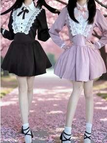 1 chiếc đầm ngắn kiểu Pháp cổ điển, thanh lịch, sang trọng, thích hợp cho tiệc sinh nhật, tiệc lễ hội, biểu diễn sân khấu, chụp ảnh, Halloween và mùa xuân. - Nhiều màu - Xem 18