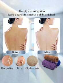 African Mesh Exfoliating Bath Towel Set, Double-Sided Design Allows You To Choose Between Gentle Or Coarse Exfoliation, Effectively Exfoliating The Body And Back In The Bathroom. Made Of High-Quality Mesh Material, With A Convenient Tie Design, It Includes A Bath Ball, Towel, And Shower Sponge To Leave Skin Smooth. Suitable For Daily Use (Blue, Purple). - Multicolor - View 6