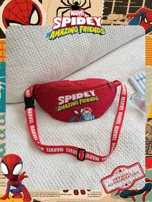 1 Pc Marvel Officially Licensed Spider-Man Pattern Chest Bag Adjustable Strap Crossbody Bag, Zipper Closure Shoulder Bag, Lightweight Sling Pouch Perfect For Men/Teens/Students/Graduates/Young Fans, Ideal For Daily/Outdoor/Sports/Running/Fitness! - Red - View 9