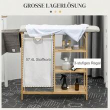 57.4L Laundry Basket, Laundry Hamper With Ironing Board And Iron, Laundry Box With 3-Tier Shelf, Expandable And Removable Bag - Apricot - View 4