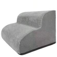 Extra Wide Dog Stairs For Small Dogs - High Density Foam Pet Steps With Non-Slip Bottom, Soft Cushioned Ramp For High Beds, Couch & Sofa, Injured,  Stairs For Dogs, Furniture Access, Compact Design, Elderly Pets - Grey - View 7