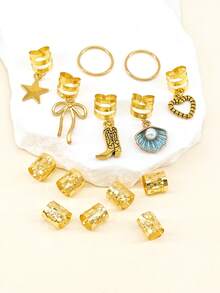 45件巴洛克风格海洋元素发饰，适合夏季派对、节日及其他场合 - 金色 - 查看 3