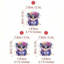 1pc/2pcs/3pcs Cute Purple Cartoon Owl Pattern Heat Transfer Sticker, Durable Long-Lasting Iron-On Patch For DIY T-Shirt, Sweatshirt, Jeans, Hoodie, Backpack, Jacket, Handbag, Pillow - L+S - View 7