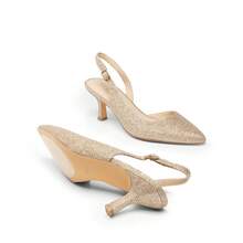 Women's Kitten Heels Slingback Pumps Closed Pointed Toe Low  Stiletto Heels Party Wedding Sexy Casual Dress Shoes - 金色 - 查看 8
