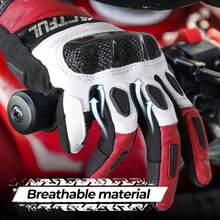 Guantes de piel de cabra de carbono para motocicleta para máxima protección y comodidad - Rojo - - Ver 8
