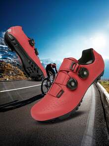 Zapatos de ciclismo unisex para MTB con cierre de gancho y bucle, zapatos de bicicleta de carretera con sistema de bloqueo automático, para bicicletas de ejercicio y ciclo indoor. Zapatos de bicicleta de montaña para hombres y mujeres con tacos Delta para pedales de bicicleta de exterior, zapatos MTB antideslizantes y resistentes al desgaste. - Rojo - Ver 4