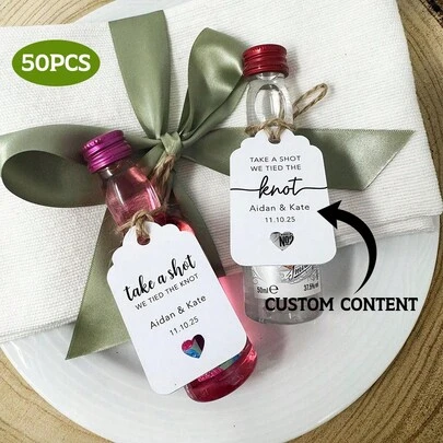 50pcs Personalized Wedding Favor Tags (Excluding Strings), Make Your Wedding Favors Unforgettable, Suitable For Favors, Place Settings, Table Decorations, Etc.