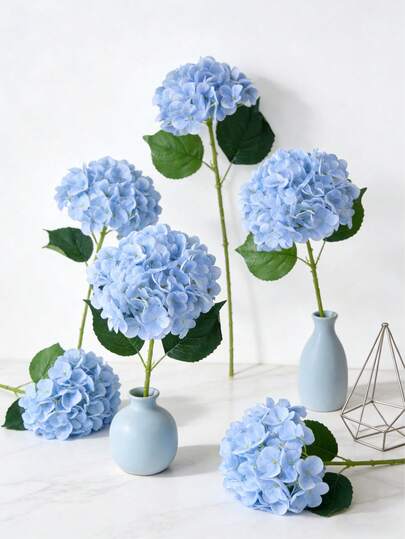4/6pcs Artificial Hydrangea Bouquet, Silk Texture Stemmed Realistic Faux Hydrangeas, DIY Floral Filler, Office Table Decor, Family Party Backdrop, Wedding Table Centerpieces, Indoor Floral Arrangement, Perfect Gift For Valentine's Day And Mother's Day