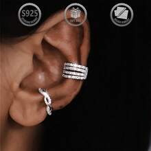 一套优雅时尚的925纯银夹式耳环，适合日常、派对、节日、约会、送礼等场合。 - 金色 - 查看 8