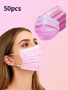 50 pezzi Mascherine monouso, opzioni di colori multipli, morbide e delicate sulla pelle, maschere a 3 strati, con lacci elastici per le orecchie - ideali per casa, scuola, ufficio, attività all'aperto e campeggio! - Multicolore - Visualizzare 10