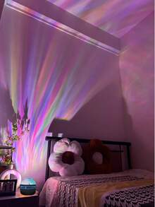 1 đèn chiếu cực quang 7 màu, có điều khiển từ xa, dùng nguồn USB, đèn tạo không khí cực quang, 7 màu RGB, thích hợp cho phòng ngủ, phòng chơi game, phòng khách - Món quà Giáng sinh lý tưởng, trang trí phòng khách | Đèn tạo không khí huyền ảo | Đèn trang trí, đèn ngủ sao trời - Nhiều màu - Xem 2