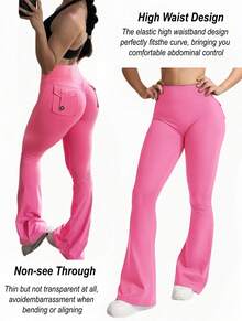3PCS  Womens Fashion Casual Minimalist Butt-Lifting Peach Shaping Elegant Streetwear Retro Slimming Low-Key Luxury Playful Cute Youthful Campus Classic Leg-Lengthening Romantic Simple Three-Piece Set Energetic High-End Maillard Body-Hugging High-Waisted Versatile Multi-Colored Flared Pants ,Workout Running Leggings ,Gym Work Pants, Exercise, Cycling,Yoga - 3pcs colors(Black + Beige + Pink) - 查看 4
